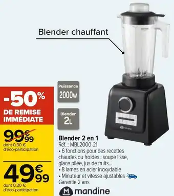 Carrefour Mandine blender 2 en 1 offre