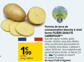 Carrefour Filière qualité carrefour pomme de terre de consommation blanche à chair ferme offre