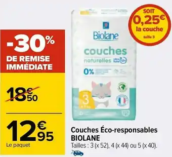 Carrefour Biolane couches éco-responsables offre