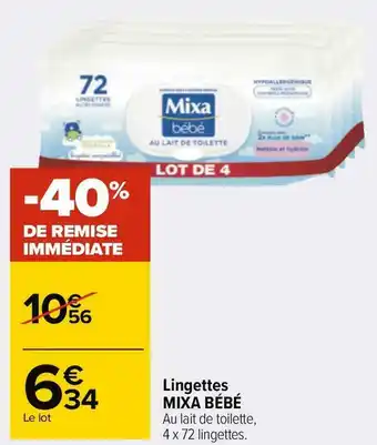 Carrefour Mixa bébé lingettes offre