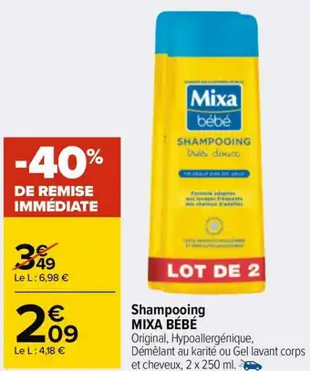 Carrefour Mixa bébé shampooing offre