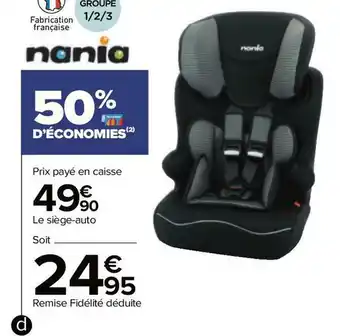 Carrefour Nania siège-auto speedy luxe, groupe 1-2-3 offre