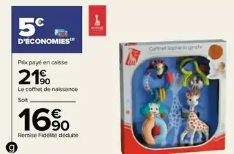 Carrefour Sophie la girafe coffret de naissance offre