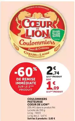 Hyper U Coeur de lion - coulommiers pasteurise offre