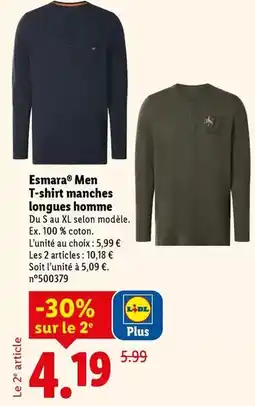 Lidl Esmara - men t-shirt manches longues homme offre