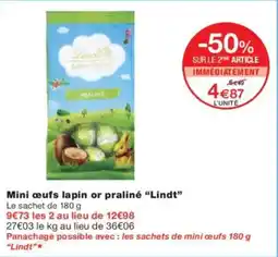 Monoprix Mini œufs lapin or praliné lindt offre
