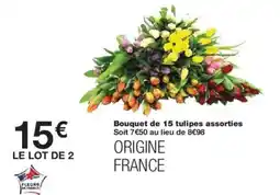 Monoprix Bouquet de 15 tulipes assorties offre