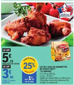 E.Leclerc Le gaulois lot de 2 sacs de grignottes de poulet rôti offre