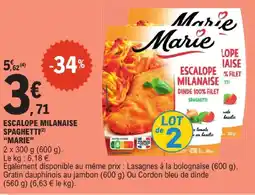 E.Leclerc Marie escalope milanaise spaghetti offre