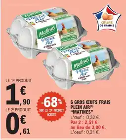 E.Leclerc Matines 6 gros œufs frais plein air offre