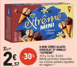E.Leclerc Extrêmе 8 mini cônes glacés chocolat et vanille offre