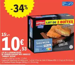 E.Leclerc Gimbert ocean cordons bleus de saumon sauvage msc surgelés offre