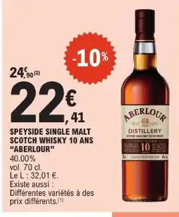 E.Leclerc Aberlour speyside single malt scotch whisky 10 ans offre