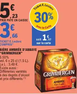E.Leclerc Grimbergen bière ambrée d'abbaye offre