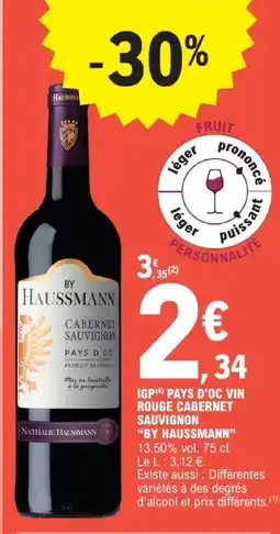 E.Leclerc By haussmann igp pays d'oc vin rouge cabernet sauvignon offre