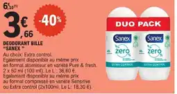 E.Leclerc Sanex déodorant bille offre