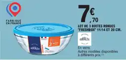 E.Leclerc Duralex lot de 3 boîtes rondes freshbox 11/14 et 20 cm offre