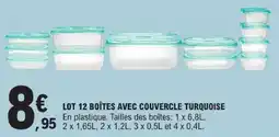 E.Leclerc Lot 12 boîtes avec couvercle turquoise offre