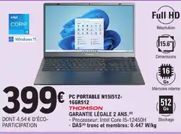 E.Leclerc Thomson pc portable n15i512-16gr512 offre
