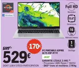 E.Leclerc Acer pc portable aspire al15-45p-r1yz offre