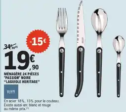 E.Leclerc Laguiole heritage ménagère 24 pièces passion noire offre