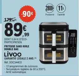 E.Leclerc Livoo friteuse sans huile double bac offre