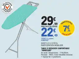 E.Leclerc Homeside table à repasser confortable offre