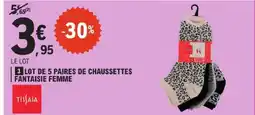 E.Leclerc Tissaia lot de 5 paires de chaussettes fantaisie femme offre