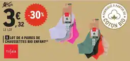 E.Leclerc Tissaia lot de 4 paires de chaussettes bio enfant offre