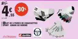 E.Leclerc Kappa lot de 6 paires de chaussettes sport junior ou homme offre