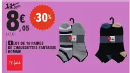 E.Leclerc Tissaia lot de 10 paires de chaussettes fantaisie homme offre