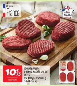 Netto Viande bovine : 8 steaks hachés 15% mg offre