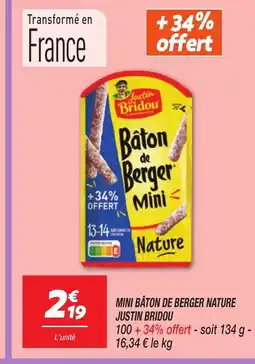 Netto JUSTIN BRIDOU Mini bâton de berger nature offre