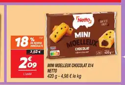 Netto NETTO Mini moelleux chocolat x14 offre