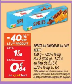 Netto NETTO Sprits au chocolat au lait offre