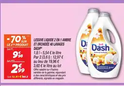 Netto DASH Lessive liquide 2 en 1 ambre et orchidée 40 lavages offre