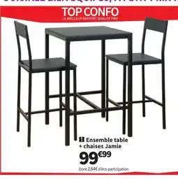 Conforama Ensemble table + chaises Jamie offre