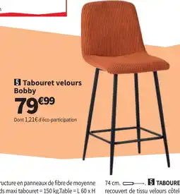 Conforama Tabouret velours Bobby offre