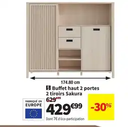 Conforama Buffet haut 2 portes 2 tiroirs Sakura offre