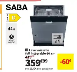 Conforama SABA Lave vaisselle full intégrable offre