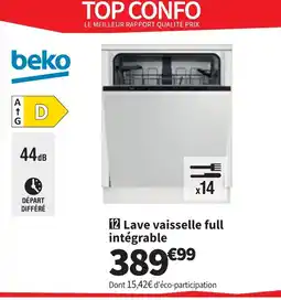 Conforama BEKO Lave vaisselle full intégrable offre