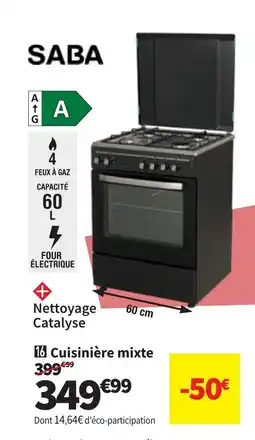Conforama SABA Cuisinière mixte offre