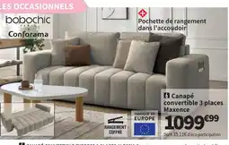 Conforama Canapé convertible 3 places Maxence offre