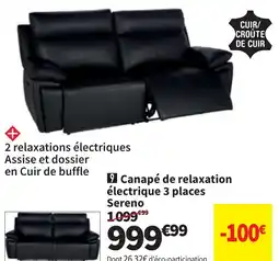 Conforama Canapé de relaxation électrique 3 places Sereno offre
