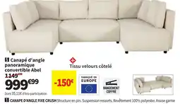 Conforama Canapé d'angle panoramique convertible Abel offre