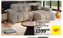 Conforama Canapé d'angle de relaxation électrique Nuage offre