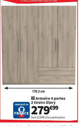 Conforama Armoire 4 portes 2 tiroirs Glory offre