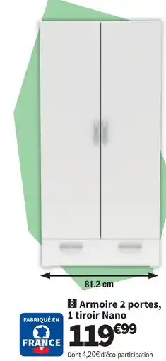 Conforama Armoire 2 portes, 1 tiroir Nano offre