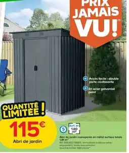 Castorama Abri de jardin monopente en métal surface totale offre