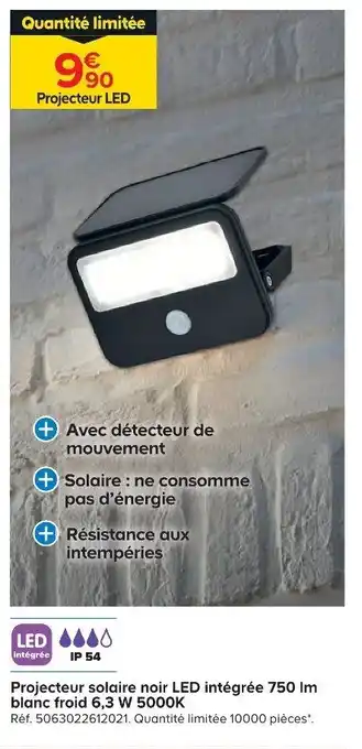 Projecteur solaire noir LED intégrée
